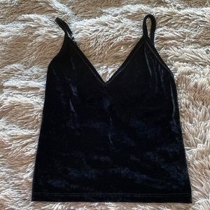 Woman’s black velvet tank top